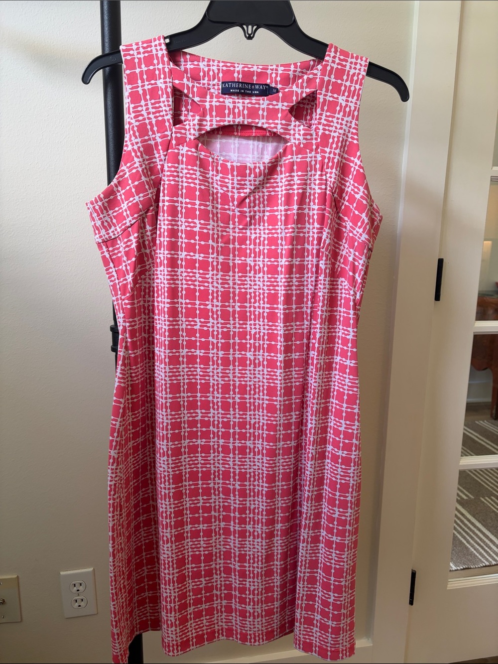 Katherine Way Pink Plaid Cutout Shift Dress